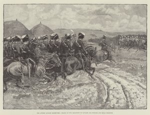 As manobras de cavalaria do outono, carga de dois esquadrões de cavalaria, 20 hussardos e dragões reais